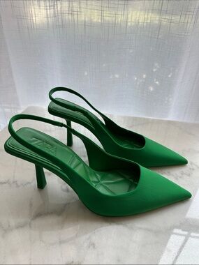 Zara Green Pointy Toe Heels